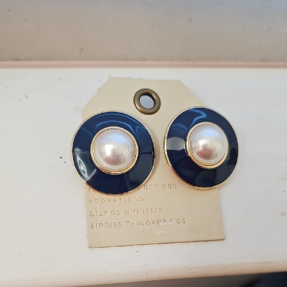 Anthropologie Gold and White Earrings